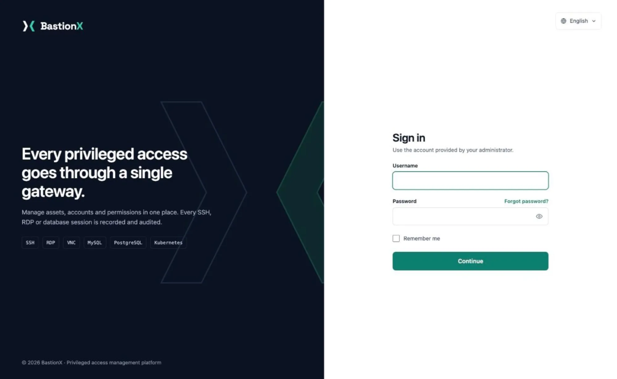English sign-in screen